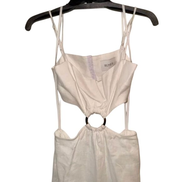 Revolve Rumer Small Linen Avalon Tortoise Ring Cutout Maxi White Dress MSRP 329 - Picture 3 of 10